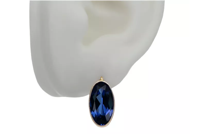 14K Yellow gold Sapphire Earrings Vintage style vec001y